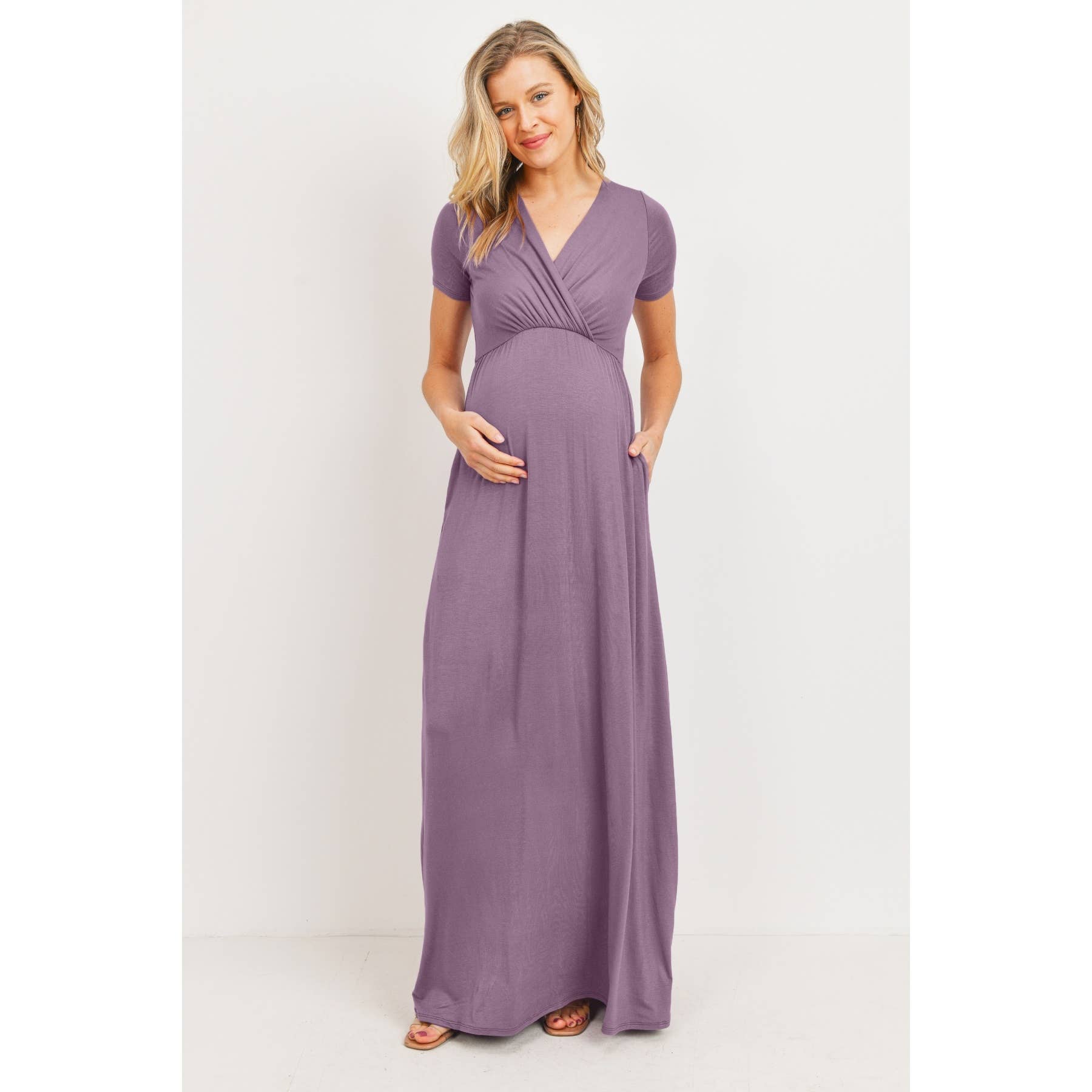 Hello Miz - Wholesale Dress - Maternity - Surplice Maternity Nursing Short Sleeve Maxi Dress13