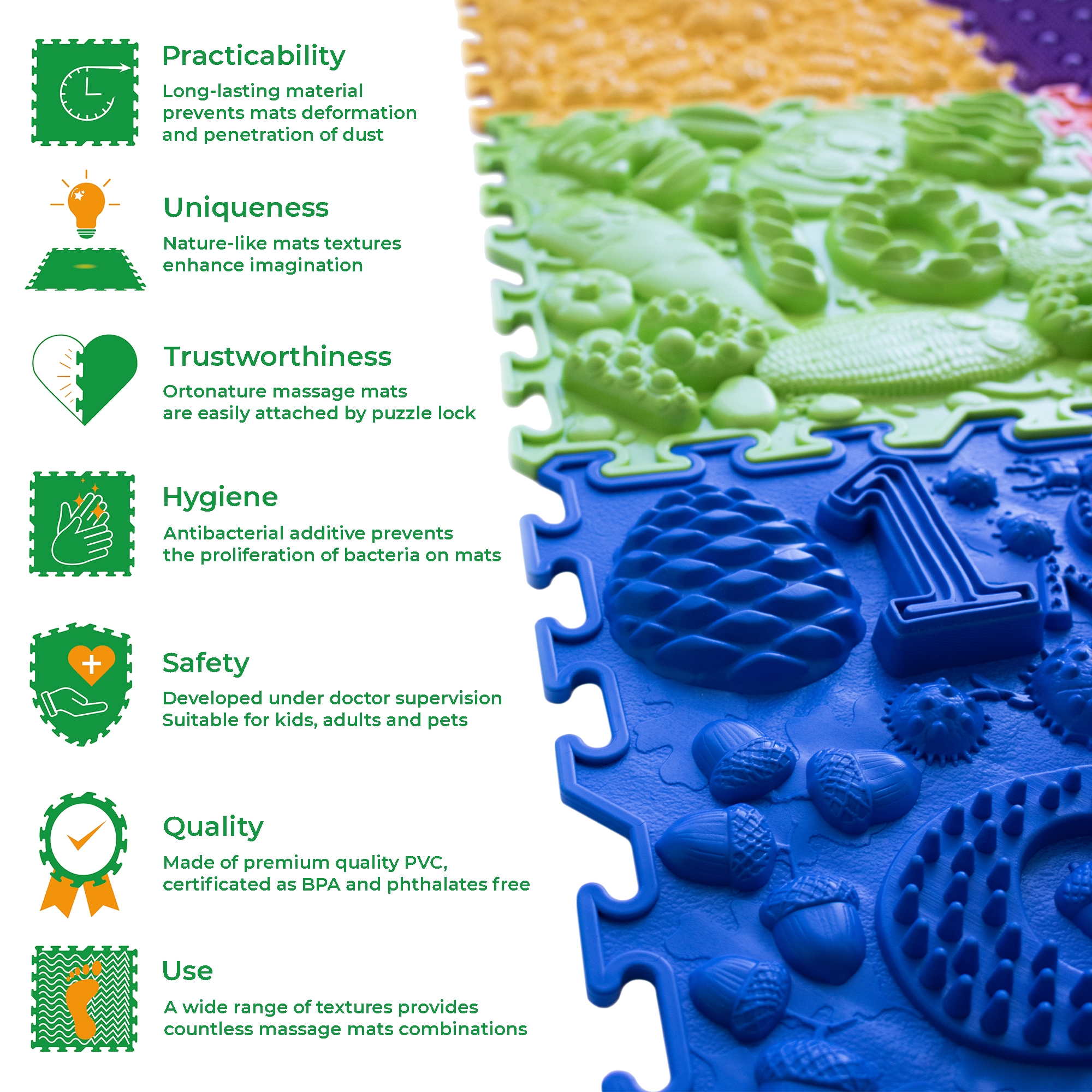 ORTONATURE – Puzzle - Crianças por atacado – Tapete de Puzzle Sensorial de Massagem - conjunto "Caminho Feliz"3