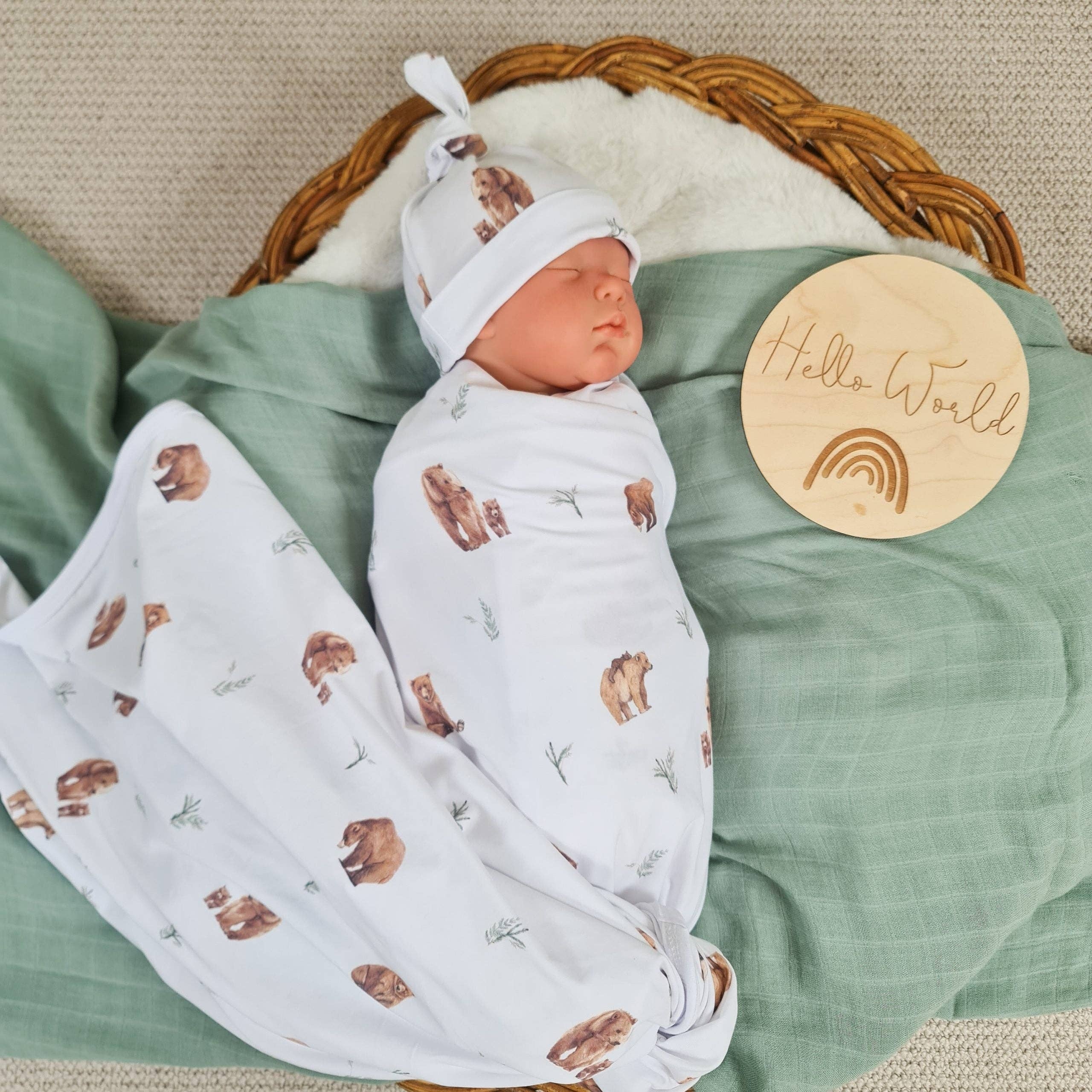 Minky Myles – wholesale Swaddleset - Baby – Bärfilt med hatt - lindningsset4