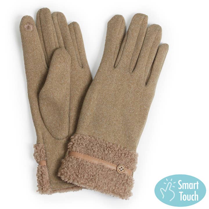 Fashion City - Wholesale Gloves - Women's - Teddy Faux Fur Cuff Touch Smart Gloves