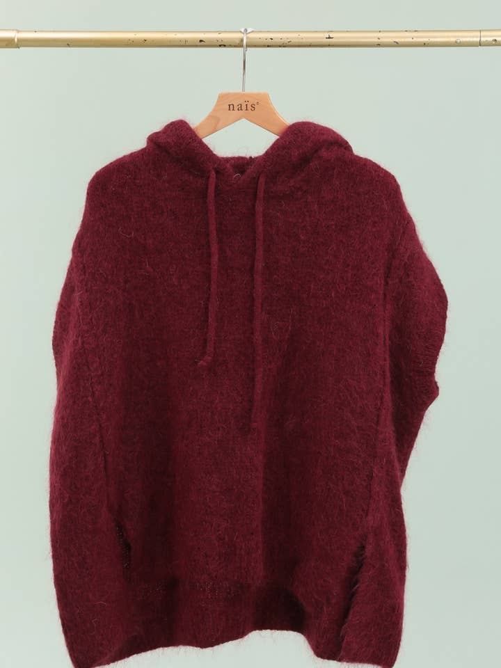 NAÏS PARIS - Wholesale Poncho - Women's - Mohair and wool hooded poncho with exposed seams4