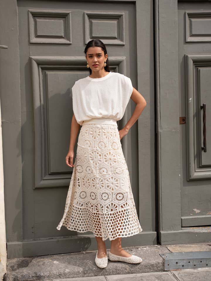 Mathilda gehaakte opengewerkte gebreide rok - JSN605 voor wholesale door CHOKLATE PARIS