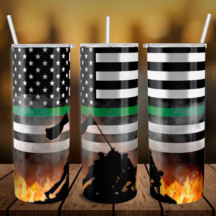 Thin Green Line Flag for wholesale by Noel & Co Tumblers