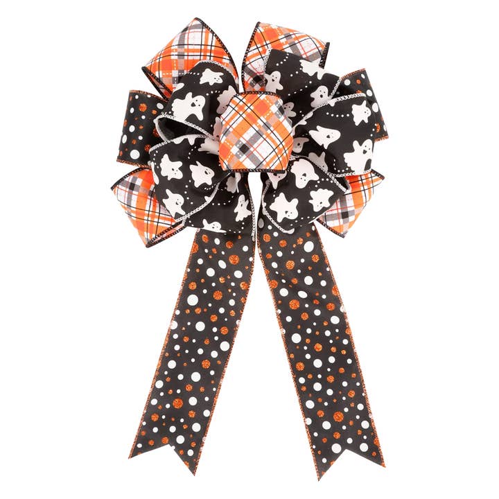 LA Ribbons Wholesale - Wholesale Ribbon - Gift Wrapping - 2 1/2" Wired Ribbon | "Ghosts" Black/White | 10 Yard Roll5