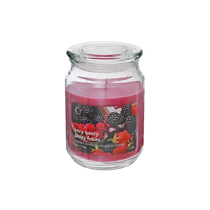 Pink 18 Oz Scented Jar With Glass Lid Very Berry for wholesale on Faire