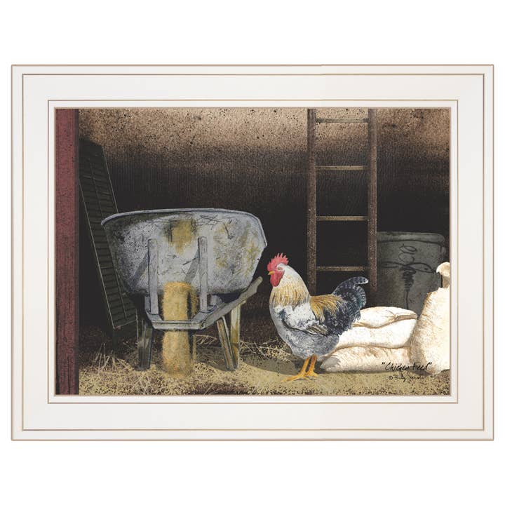 "Chicken Feed" by Billy Jacobs, Framed Print, White Frame for wholesale by Trendy Decor 4U