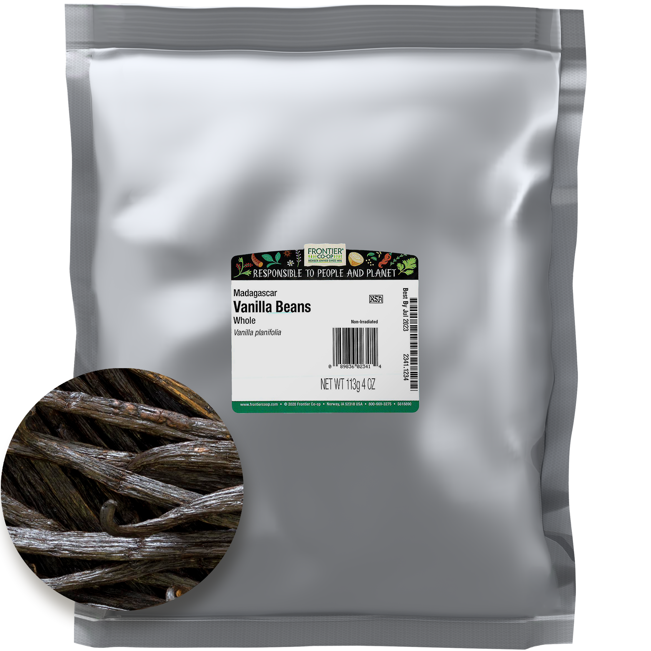 Frontier Co-op - Wholesale Vanilla/Fruit Extract - Whole Vanilla Bourbon Vanilla Beans, Kosher, Non GMO, 1/4 lb1