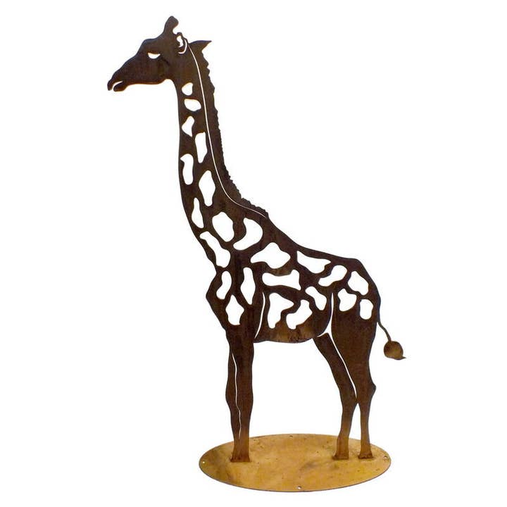 Giraffe Stand Large Metal Garden Art for wholesale by Overwrought