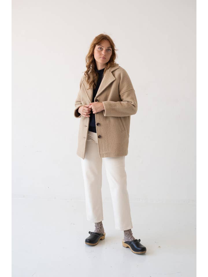 Tad Coat 100% Merino Wool in Magnolia Beige for wholesale on Faire7