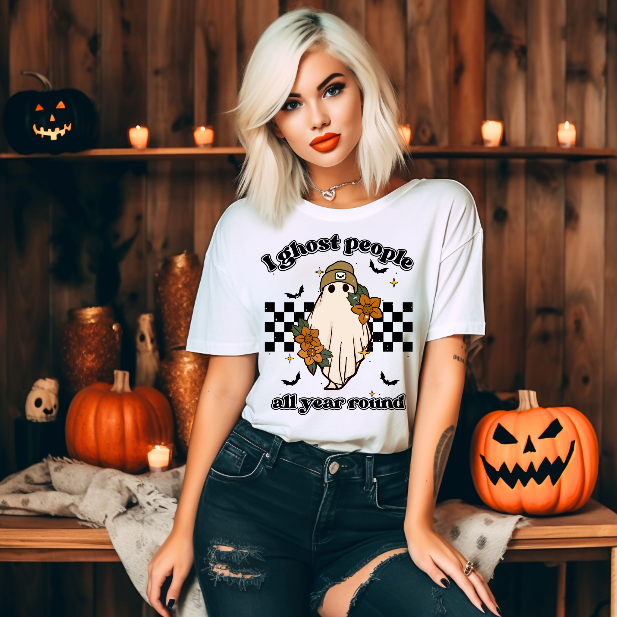 KA3 Stitch & Print - Wholesale Screen Printed T-Shirt - Women's - I ghost people all year round Tee4