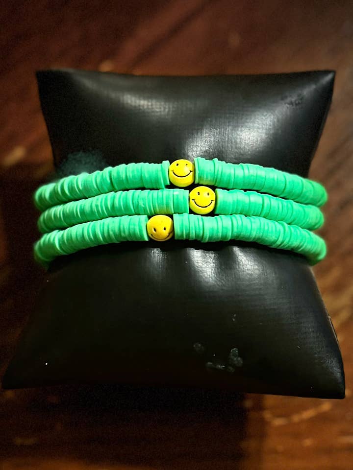 Smiley Face Clay Bead Bracelet for wholesale by Ida Gee’s Custom Jewelry & Accessories
