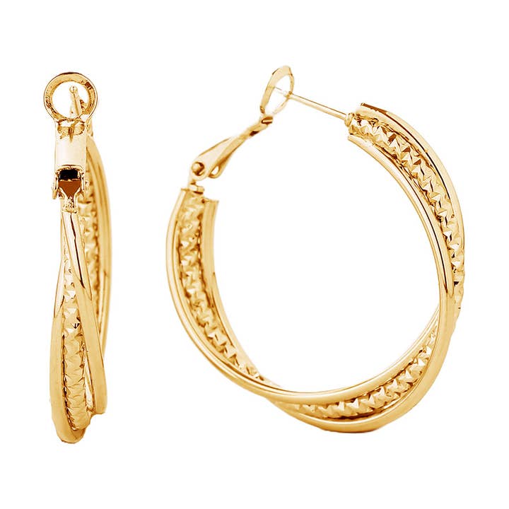 14-karaats vergulde Omega-oorbel met draaisluiting voor wholesale door Fashion City