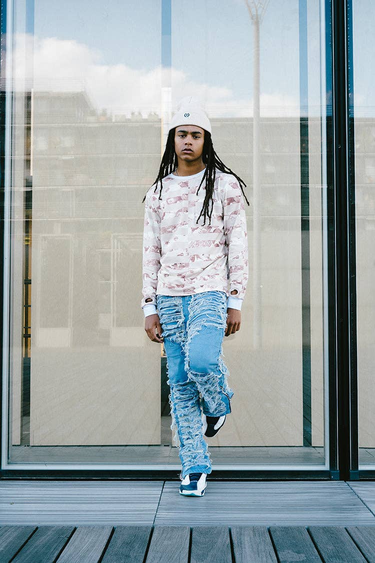 Denim Dawn Damaged Flared Stacked Jeans for wholesale on Faire9