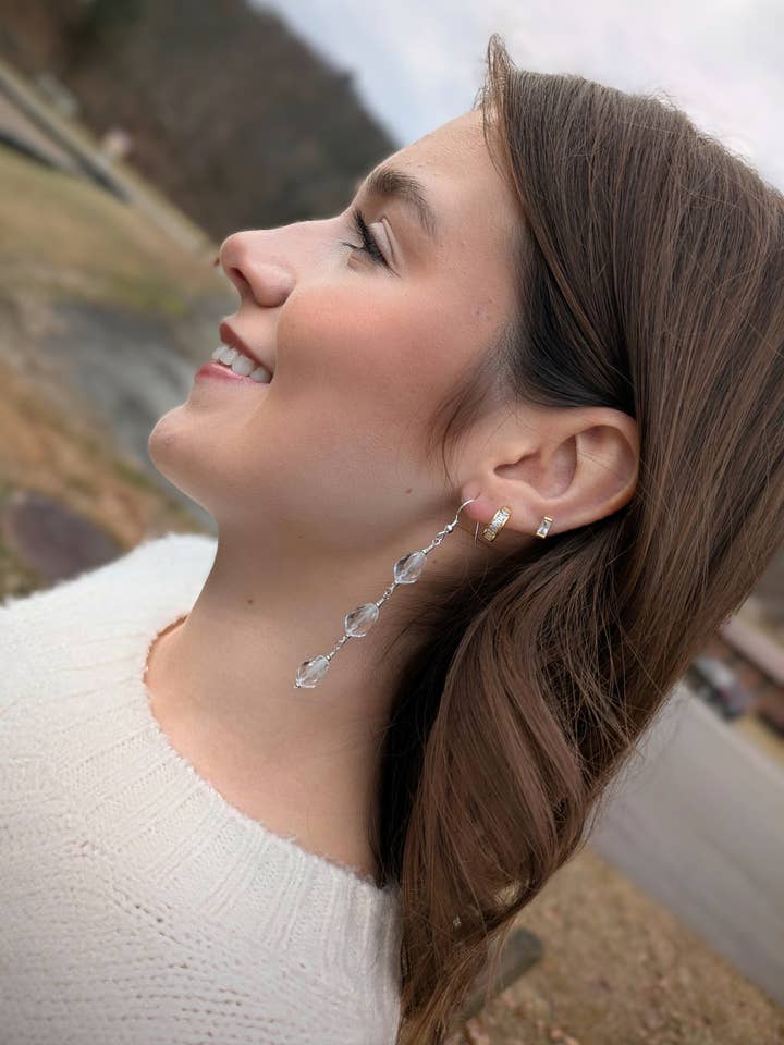 Crystal Quartz Dangle Earrings for wholesale by North Fork Jewelry Design, LLC