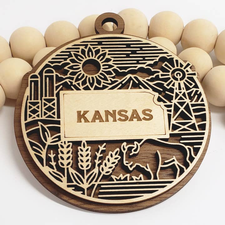 Ashley's Creations KS - Wholesale Ornament - Kansas State Heritage Ornament0