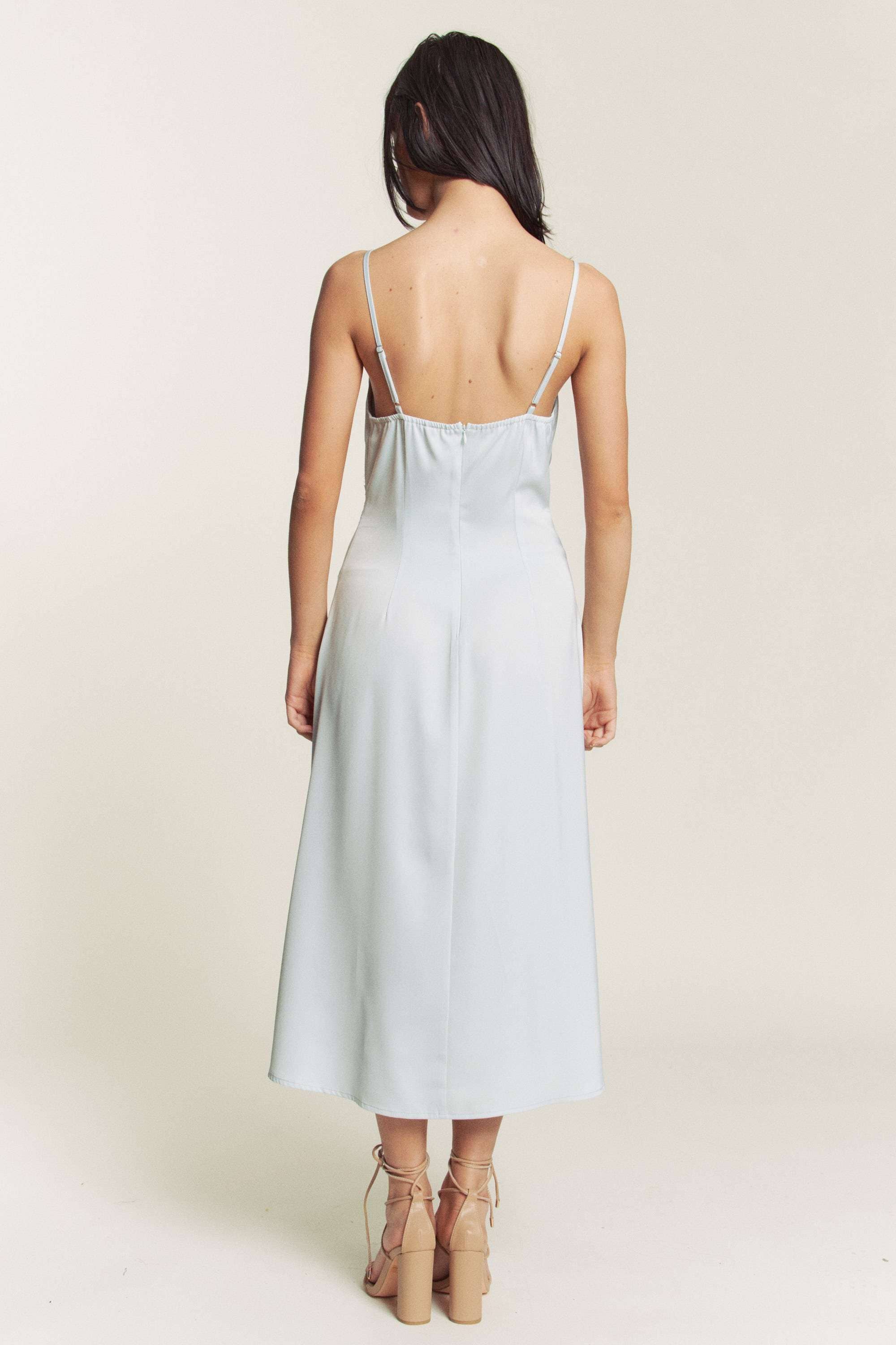 Hers & Mine - Wholesale Dress - Women's - SATIN SPAGHETTI STRAP X LACE TRIM MIDI DRESS18