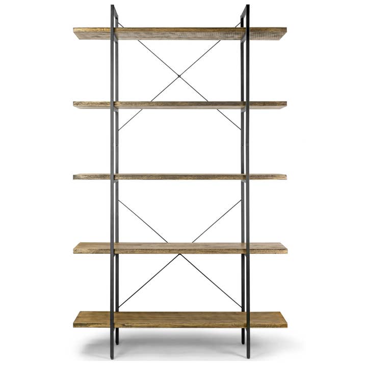 Glamour Home - Wholesale Free Standing Shelf - Amrit 84.5" Wood and Metal Etagere Bookcase Media Center3