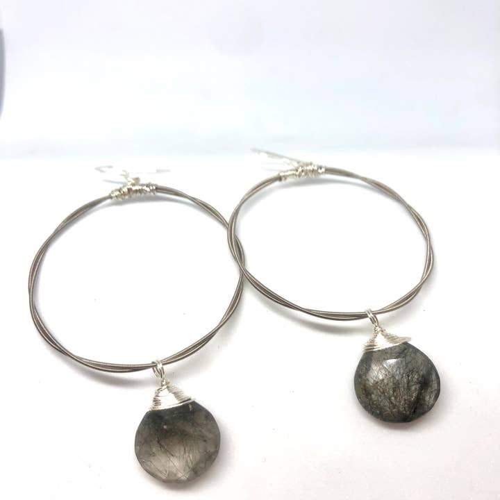 Briolette Hoop Earring - SILVER T Quartz for wholesale by ReStrung Jewelry