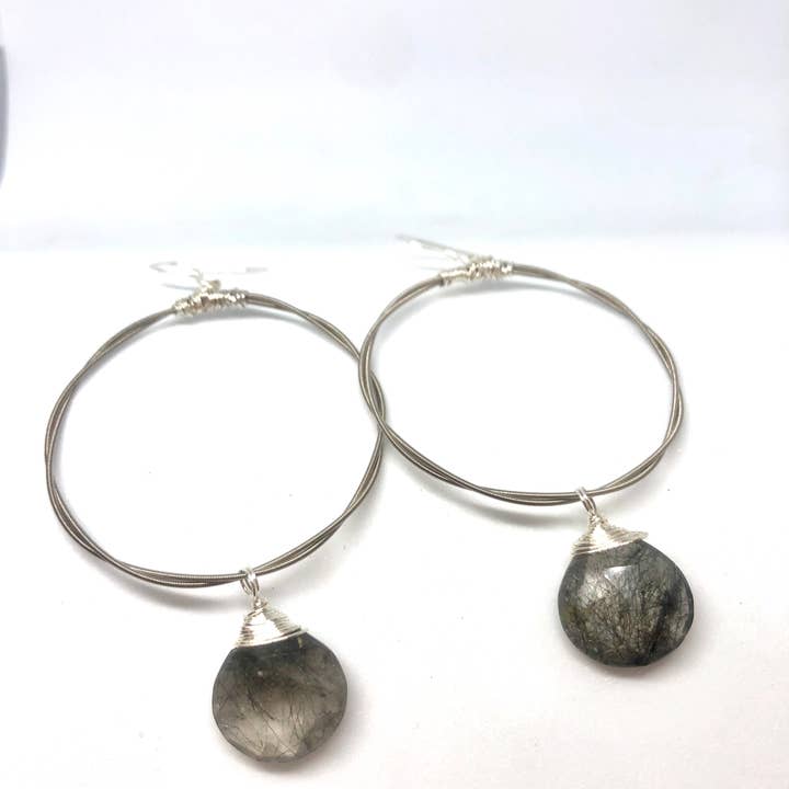 Briolette Hoop Earring - SILVER T Quartz for wholesale by ReStrung Jewelry