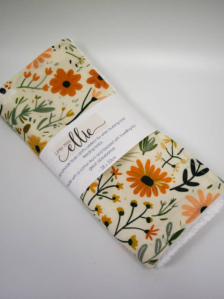 Burp Cloth - Peachy Floral for wholesale by little miss ellie