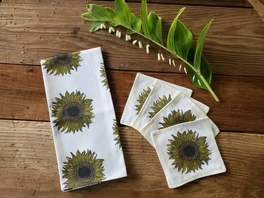 Maple Moon Designs – wholesale Dinner & cloth napkin – Sunflower Cocktail Napkin Set6