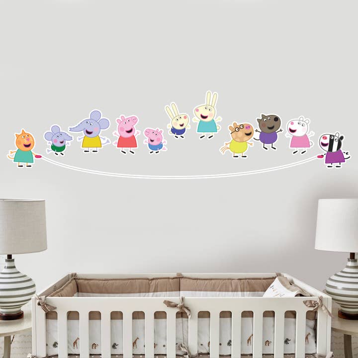 Peppa Pig Wall Sticker - Peppa Pig and Friends Skipping Rope Wall Decal Kids Art for wholesale by Themed