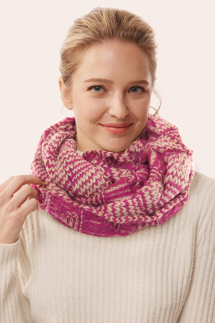 Hana - Wholesale Scarf - Women's - Two Tone Knit Infinity Scarf4