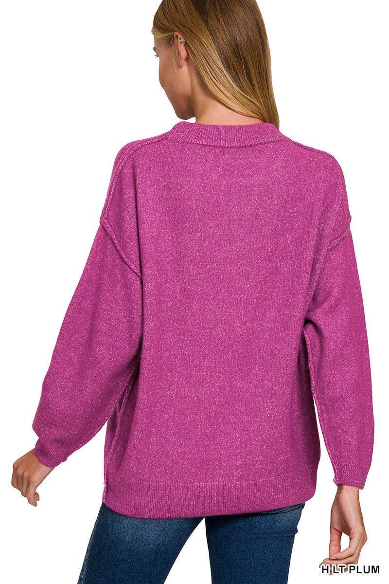 Vanilla Monkey - Wholesale Knit Sweater - Women's - Garment Dyed Front Seam Round-neck Sweater7