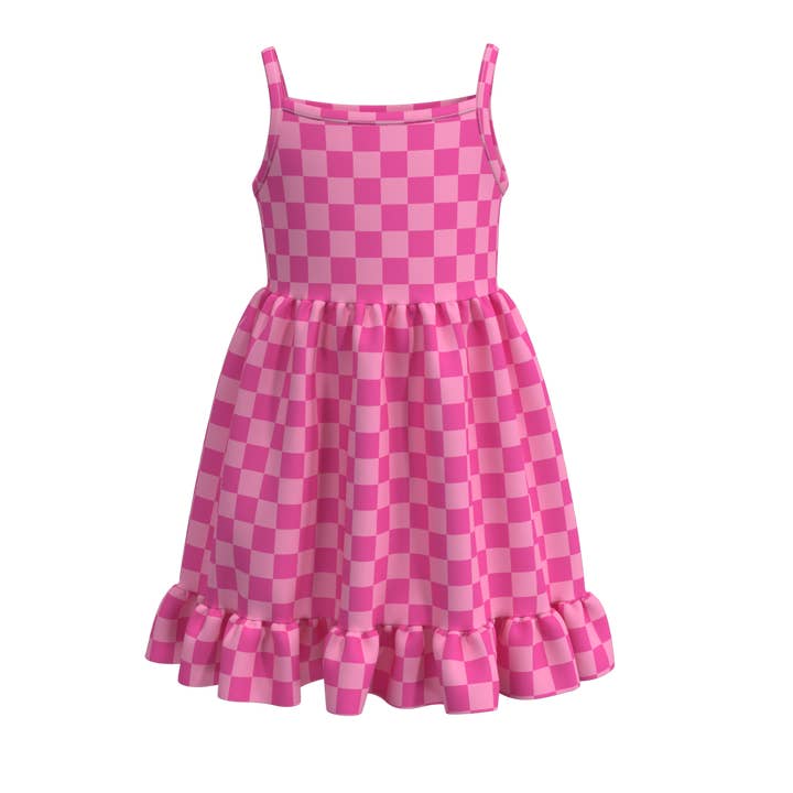 Little Trendy - Wholesale Dress - Kids - Girls daily suspender plaid ruffle dress