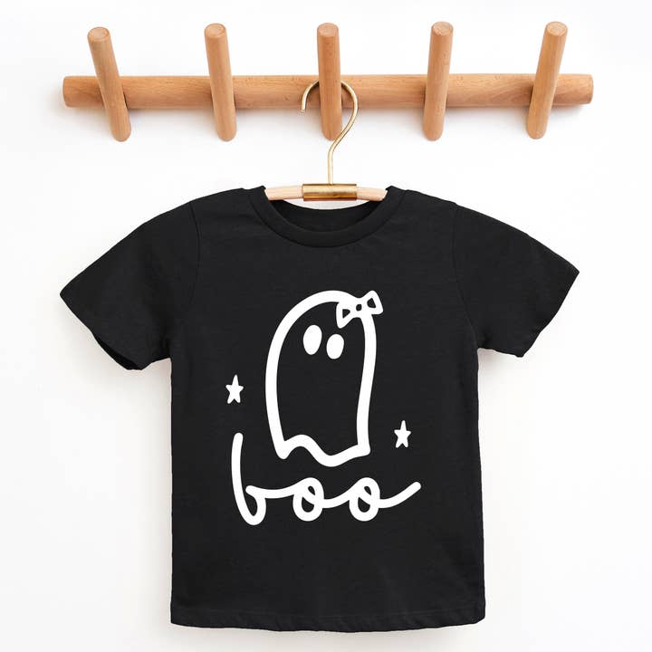 Boo Ghost Bow - Youth Short Sleeve Graphic T-Shirt and Toddler Short Sleeve Graphic T-Shirt for wholesale by The Juniper Shop Wholesale