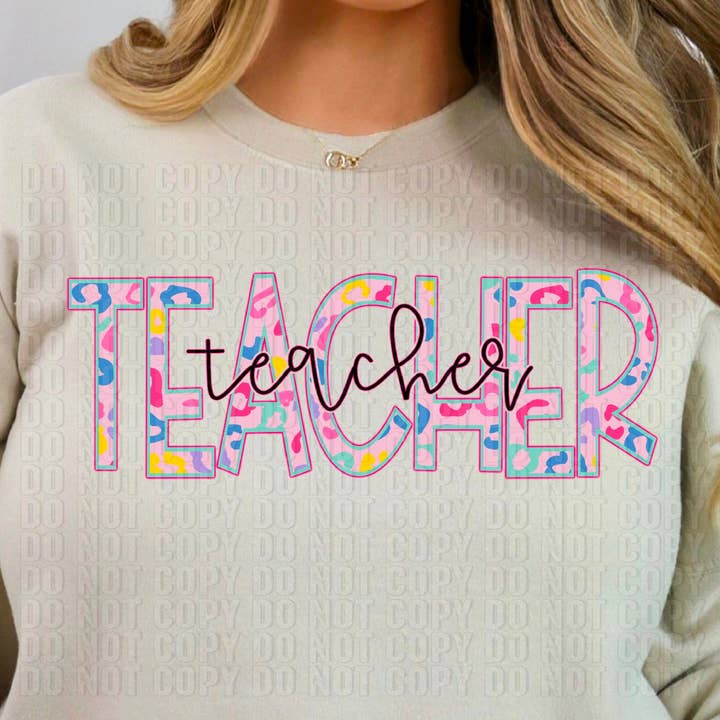 Handgeschreven DTF-overdracht van het beroep van leraar voor wholesale door K and M Designs