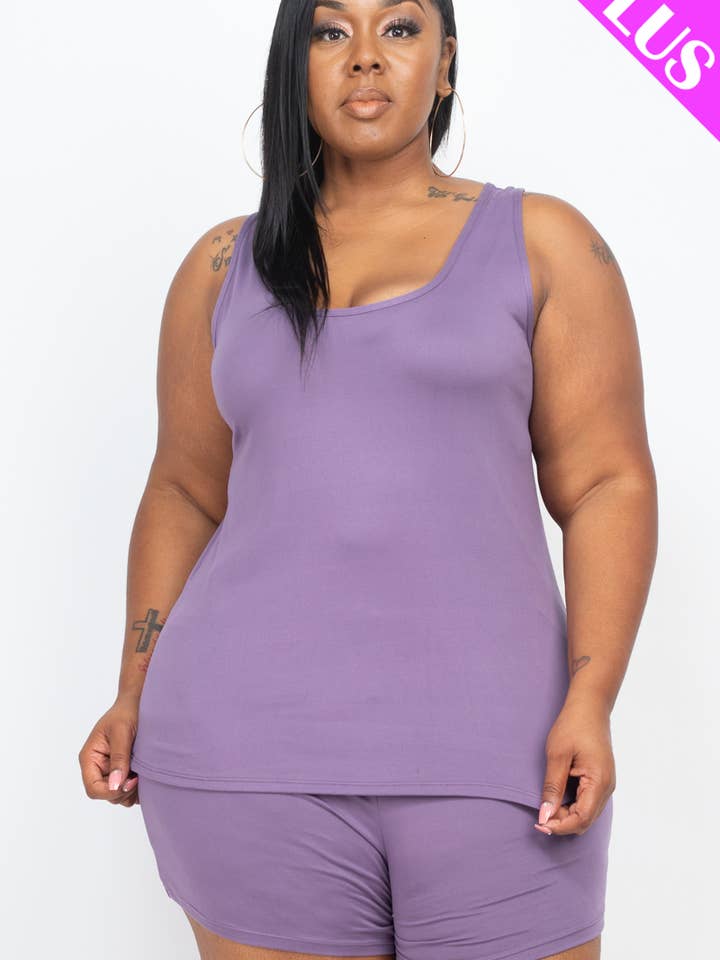 CAPELLA APPAREL - Wholesale Lounge Set - Women's - Plus Comfy Tank Top & Shorts Set