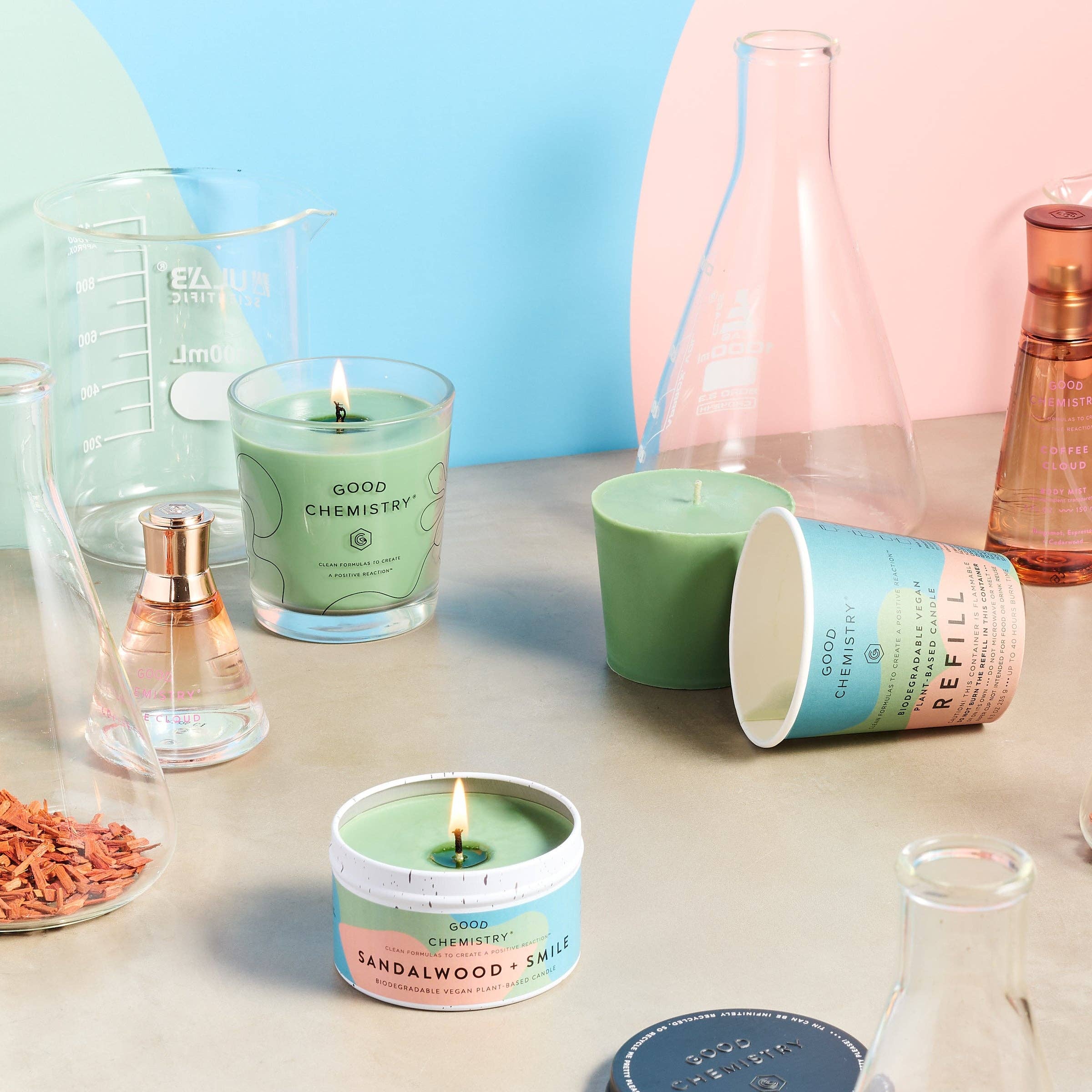 Good Chemistry - Wholesale Jar/Filled Candle - Sandalwood + Smile Biodegradable Candle Refill6