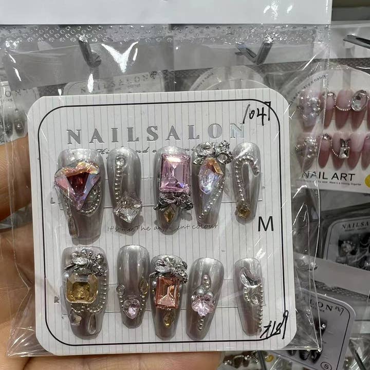 Kids Charm Online - Wholesale Press-On/Fake Nails - HAND MADE WOMEN ACRYLIC NAILS WITH STONES.7