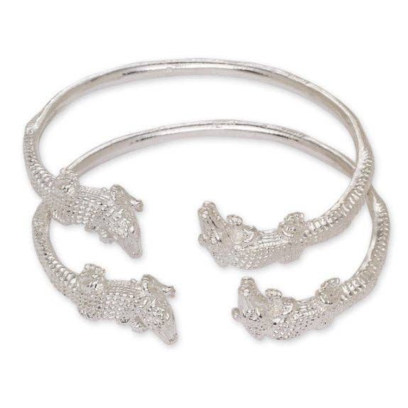Bedre smykker alligatorender .925 sterlingsølv vestindiske armbånd, 1 par for engroshandel hos Better Jewelry