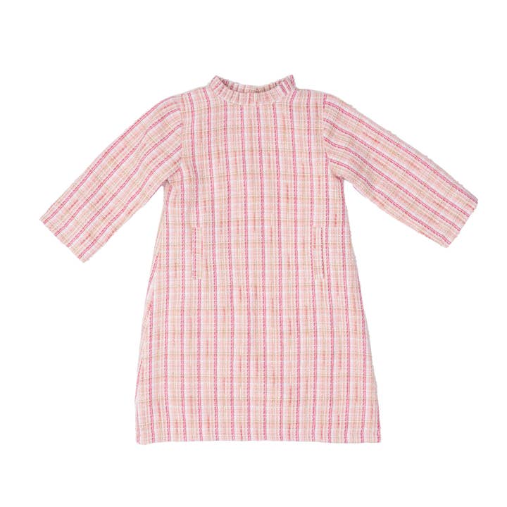Kate Pink Tweed Kid's Dress for wholesale by The Oaks Apparel Company