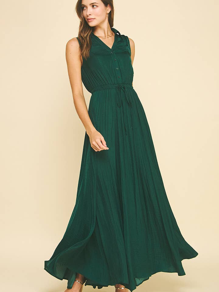 SOLID BUTTON DOWN MAXI DRESS - 6411D for wholesale by PINCH