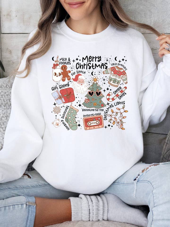 Christmas Doodles Crewneck - Christmas for wholesale by Laila M and Co