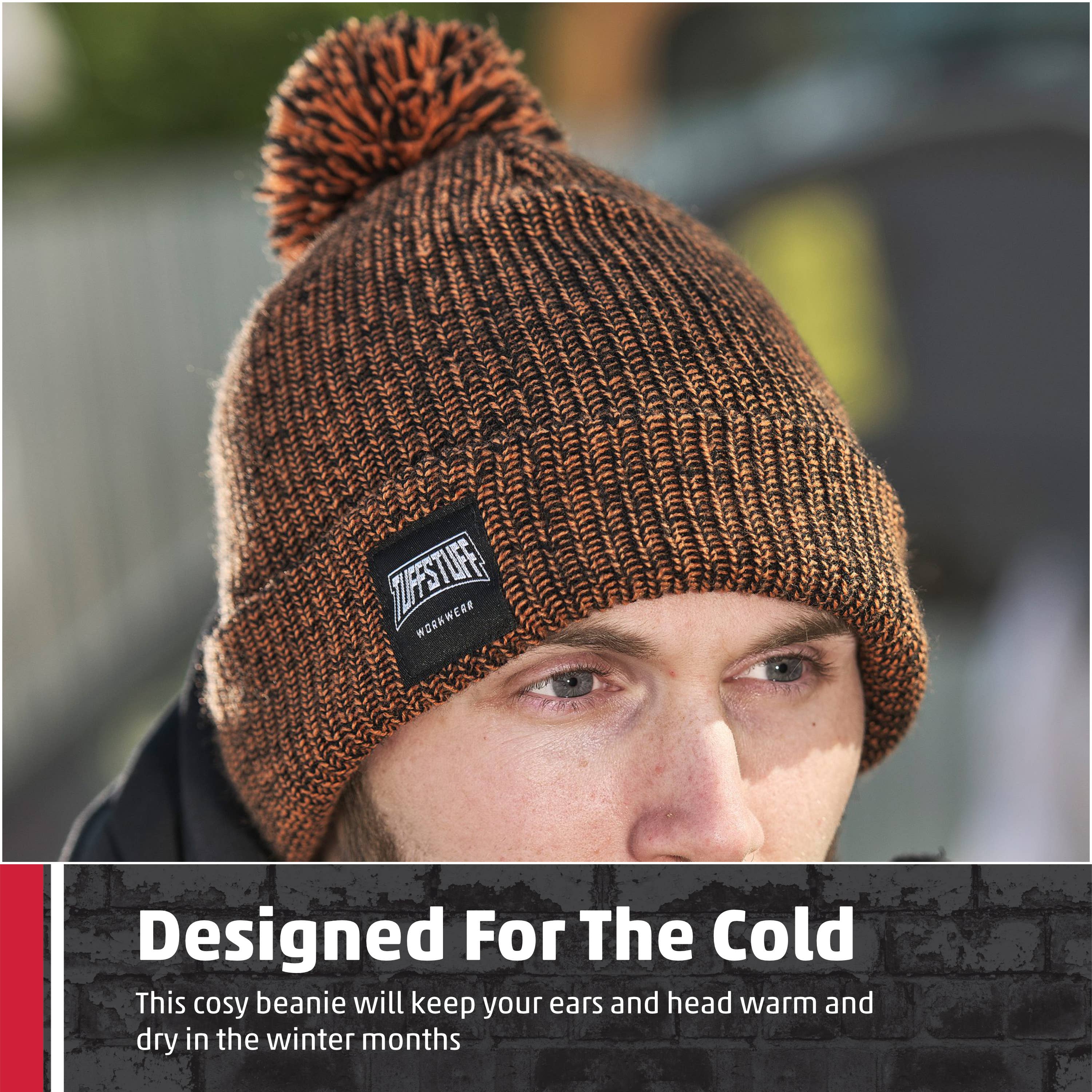 TuffStuff Elite Orange Bobble Hat, Chunky Knit, Versatile for wholesale on Faire3