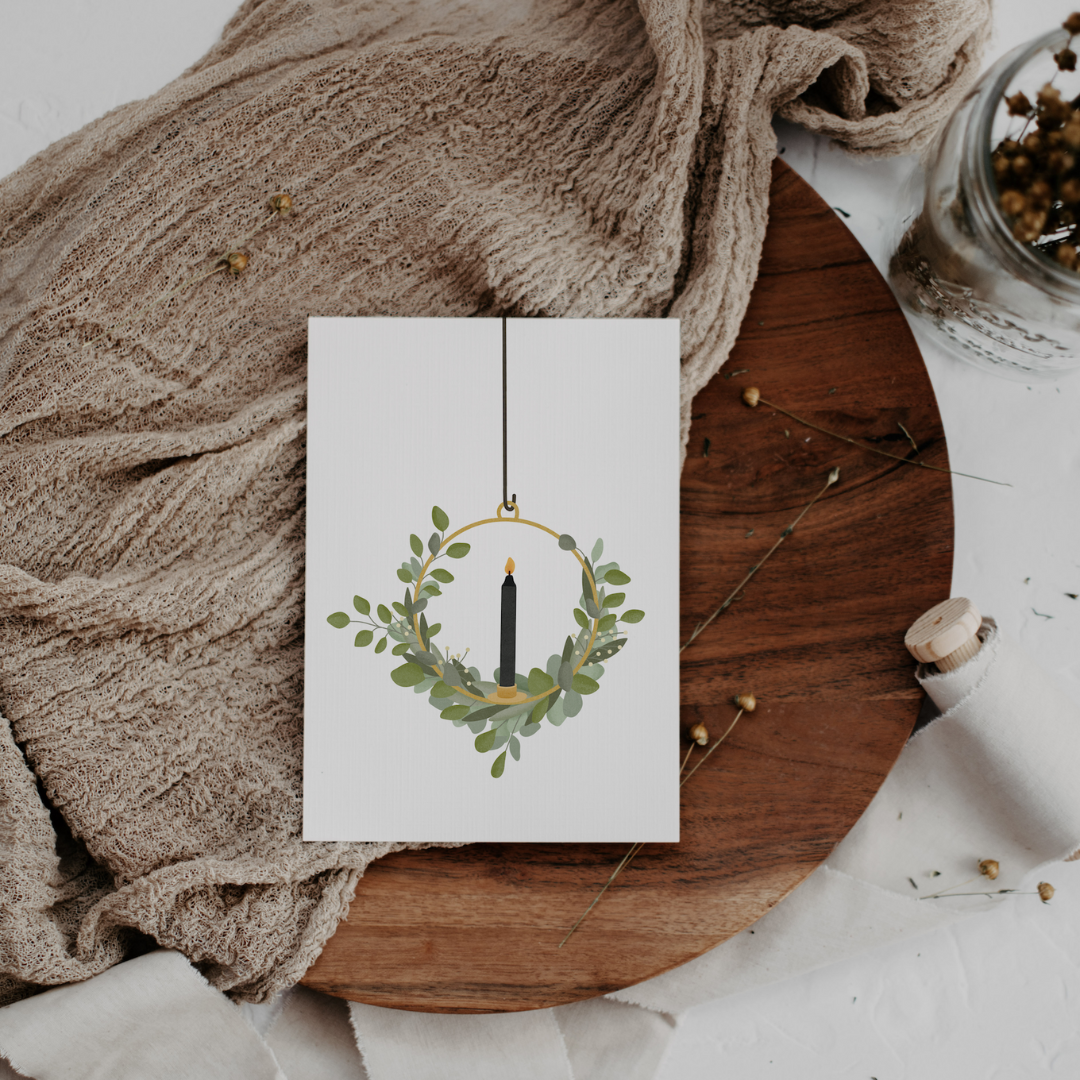 Tilda&Theo - Wholesale Christmas Card - Eucalyptus wreath Christmas card A6 - Christmas Christmas2