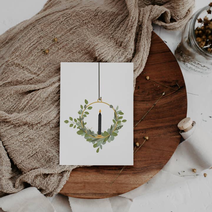 Tilda&Theo - Wholesale Christmas Card - Eucalyptus wreath Christmas card A6 - Christmas Christmas2
