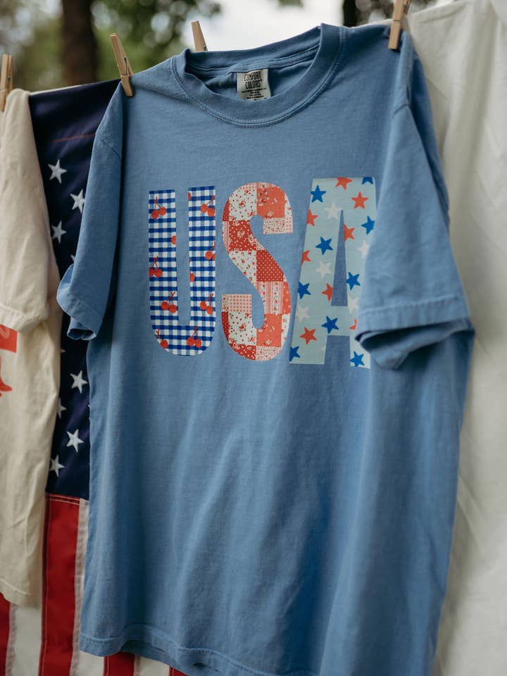 T-shirt Patchwork EUA por atacado de Jules Co