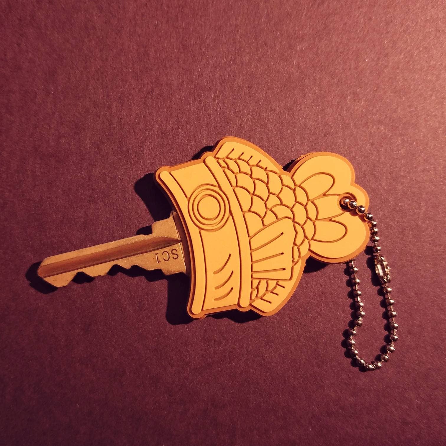 Opalescent Eel Illustration & Design - Wholesale Keychain - Unisex - Taiyakey Keycaps - Fish Shaped Key Covers0