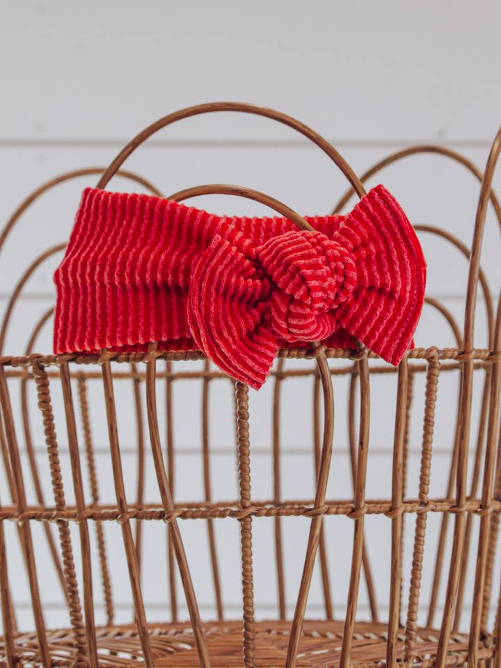 Red Crinkle + Tie on Headwrap for wholesale by The Fancy Nestling