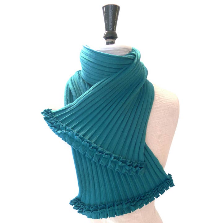 Ruffle Scarf - Teal Blue for wholesale by Anna Falcke