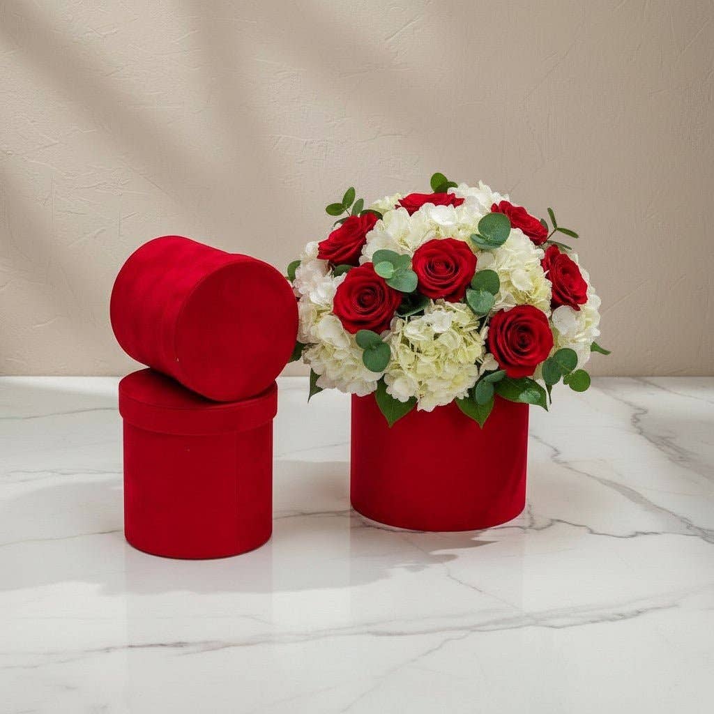 Elegant Design Supply - Wholesale Decorative Box - Chic Velvet Round Flower Box with Lid4