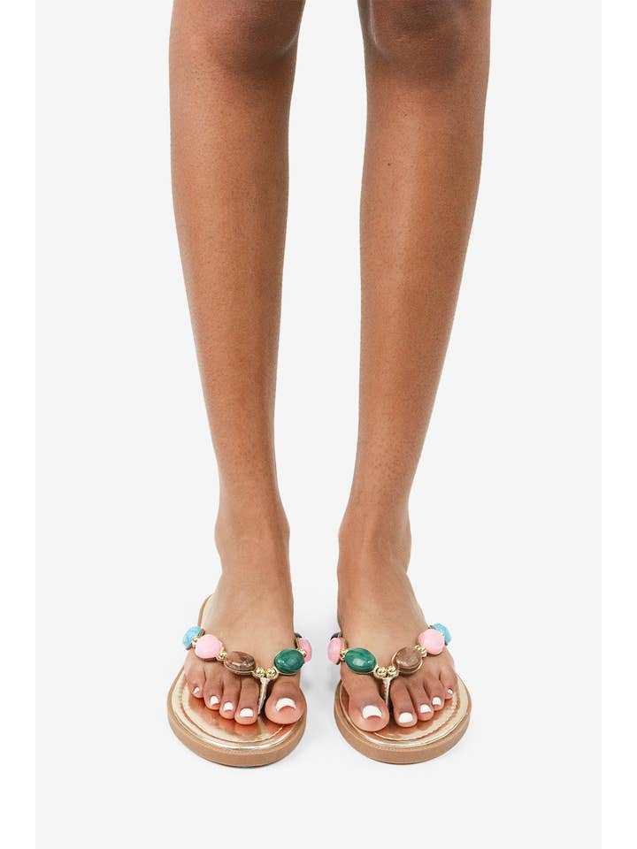 Lemonade Shoes - Vendita all'ingrosso Sandali - Donna - FANTINE - SANDALO INFRADITO CON PERLINE RESORT '262