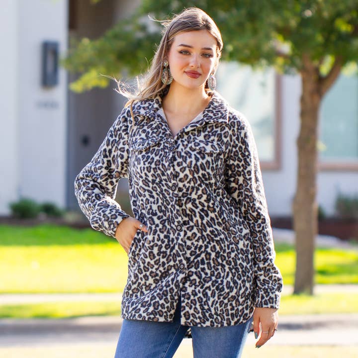 Grillete de leopardo con bolsillos para venta al por mayor de Your Fashion Wholesale