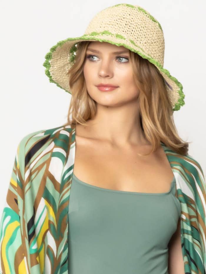 COLOR TRIM STRAW BUCKET HAT YHU-310120 for wholesale by anbfashion