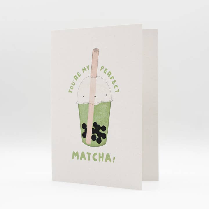 reisundpapier - Wholesale Valentine's Day Card - Bubble Tea Boba Greeting Card "You're my perfect Matcha"1
